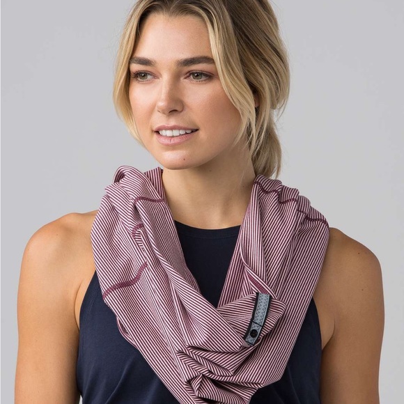 Lululemon “Vinyasa Scarf” in Tonka Stripe Red Grape/Minty Pink - Picture 4 of 7
